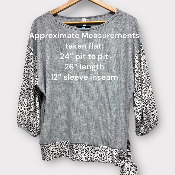 Shop in LA Color Block Waffle Weave Shirt w/ Contrasting Animal Print Large NWT - Picture 6 of 11